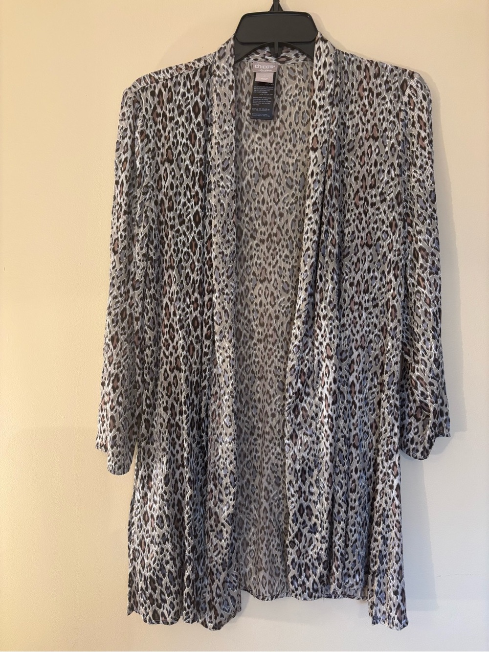 Chico's Open-Front Animal Print Cardigan - Gray, Brown